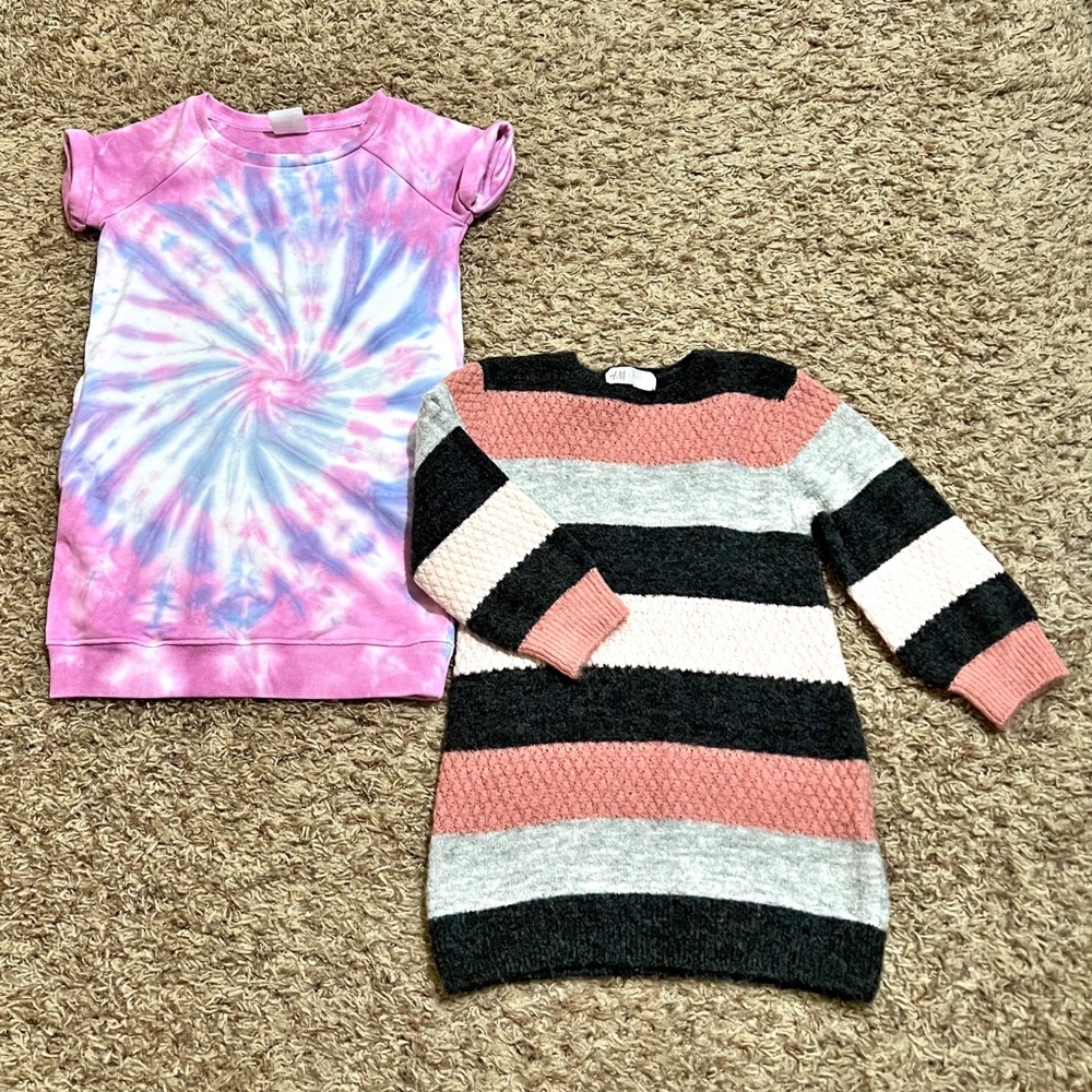 Bundle of 2 Little Girl Sweater Dresses Size 4 Winter Warm Soft